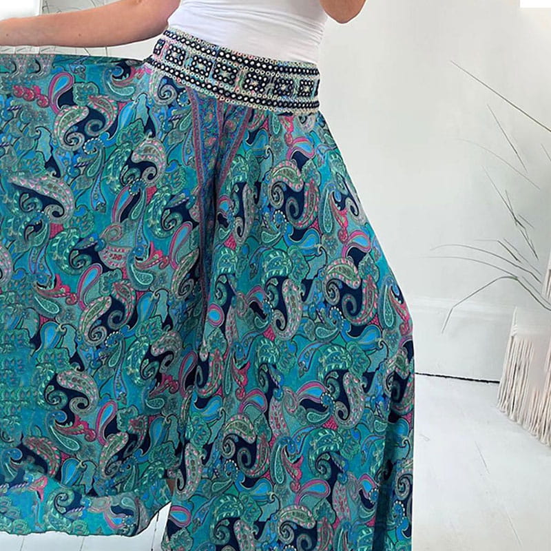 Carolina - Pantalón de cintura elástica con estampado bohemio